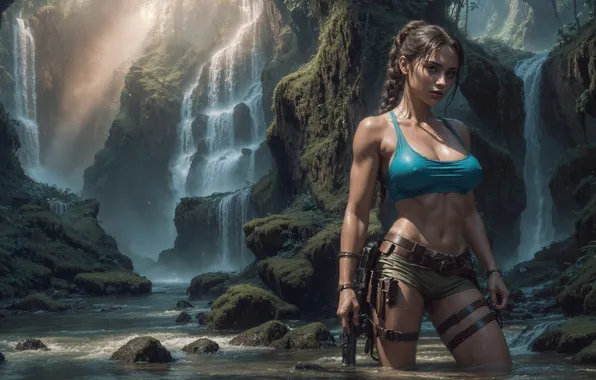 Lara Croft, pose, female, adventure