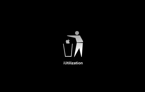 Picture Apple, Black background, iUtilization, garbage.
