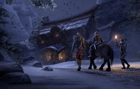 Night, house, people, the game, The Elder Scrolls Online, 3D graphics