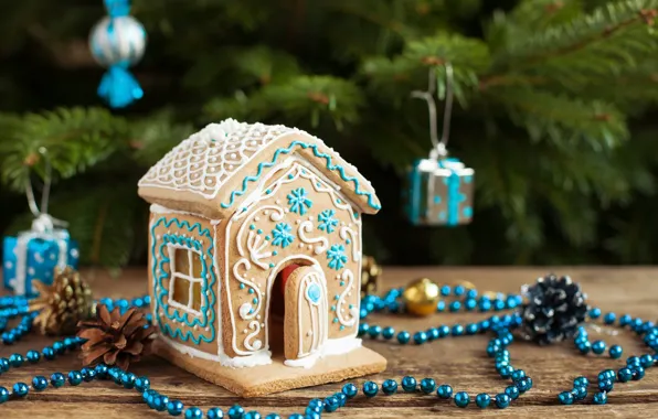 Decoration, holiday, toys, Board, new year, Christmas, beads, house