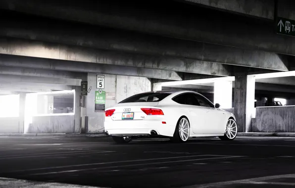 Picture Audi, white, wheels, vossen