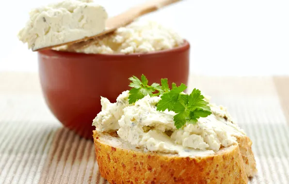 Greens, cheese, bread