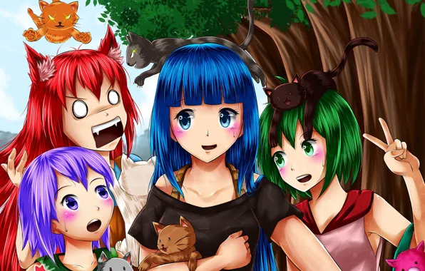 Animals, girls, anime