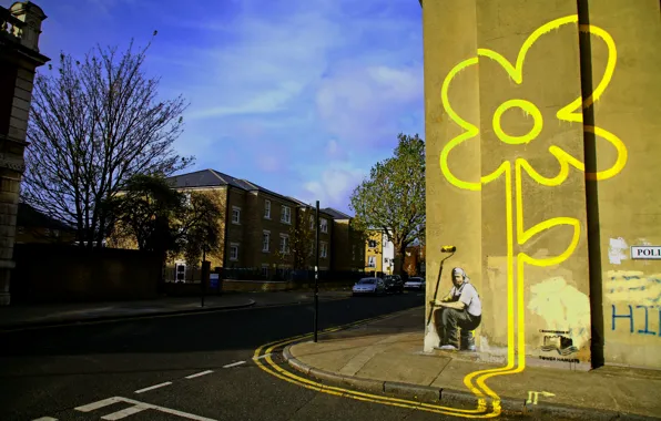Picture Painter, Flower, Graffiti, Banksy