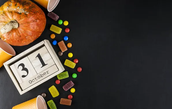 Glass, candy, Halloween, pumpkin, October