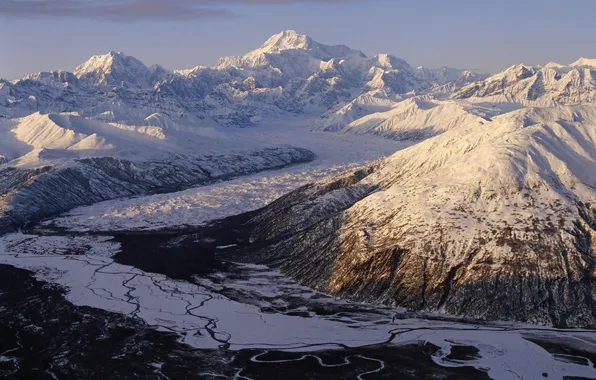 Picture winter, snow, landscape, mountains, nature, horizon, nature, Alaska