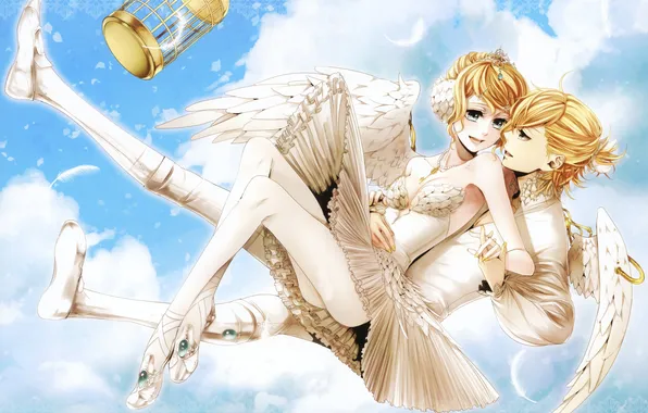 Picture wings, cell, Vocaloid, ballet, Kagamine Twins