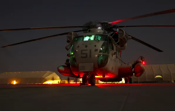 Picture night, USA, CH-53D, Sea, Marine corps, Stallion