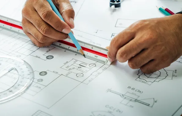 Plane, hand, architecture, squares, fingers, engineering, measurements