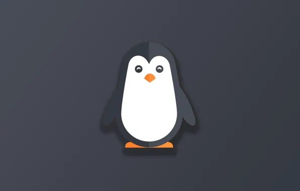 Picture minimalism, animal, funny, digital art, cute, simple background, grey background, Penguin