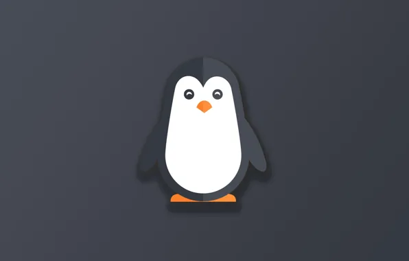 Minimalism, animal, funny, digital art, cute, simple background, grey background, Penguin