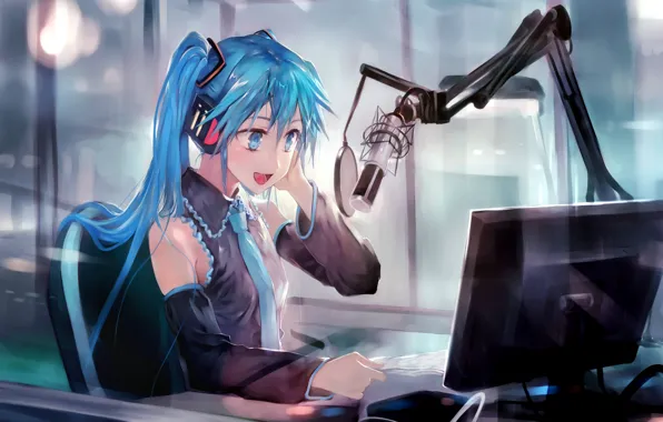 Vocaloid, hatsune miku, anime, art, bob