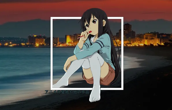 Girl, sunset, reverie, shore, anime, madskillz, madskillz