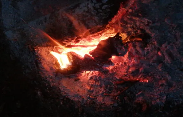 The evening, The fire, Flame, Coal