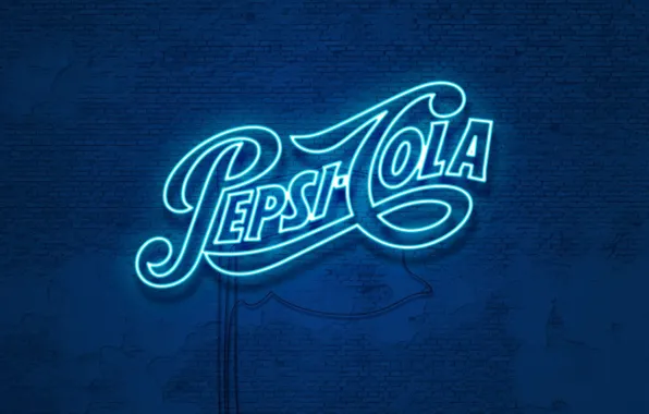 Picture wall, neon, wall, drink, cola, pepsi, Cola, drink