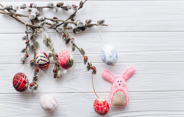 Branches, eggs, spring, colorful, Easter, wood, Verba, spring