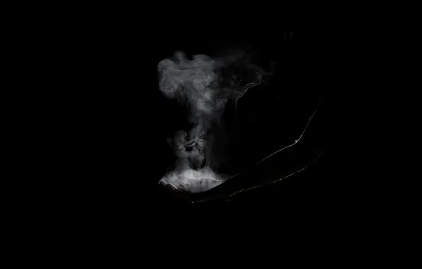 Picture smoke, hand, black background