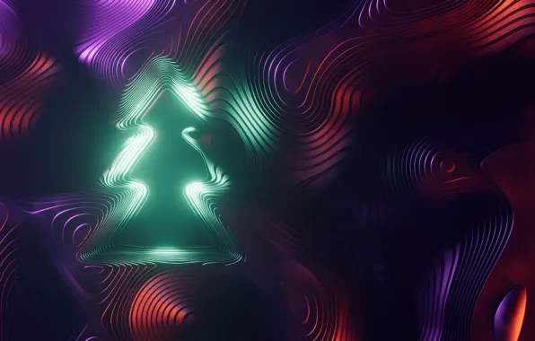 Picture colorful, abstract, Christmas, trees, digital art