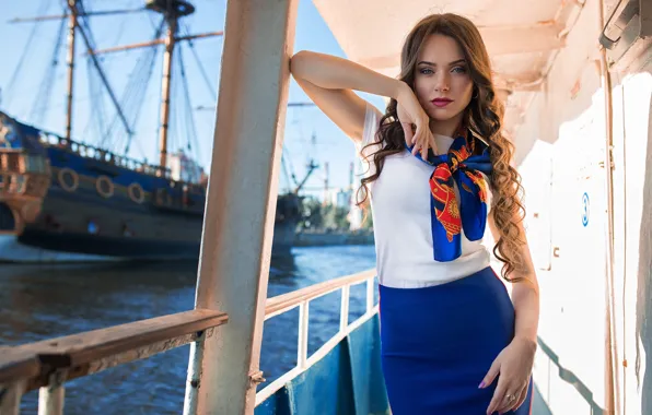 Picture look, ship, Girl, figure, Ekaterina Kononova, Dmitry Shulgin