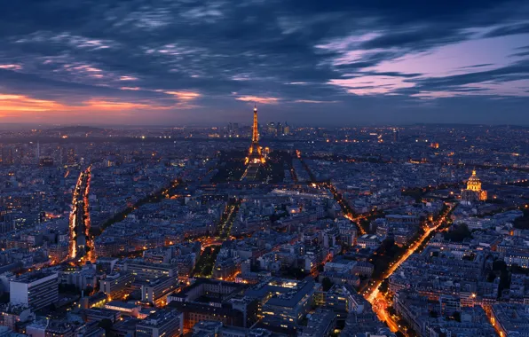 Light, night, the city, lights, France, Paris, the evening