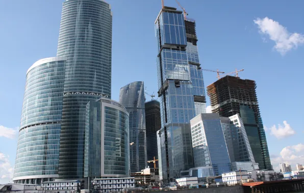 The sky, the city, river, home, Russia, skyscrapers, capital, Moscow-City