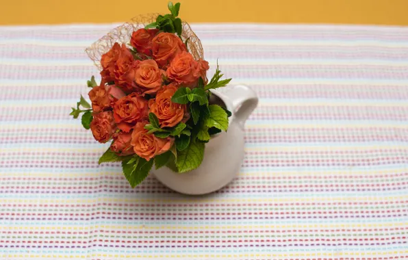 Roses, bouquet, vase