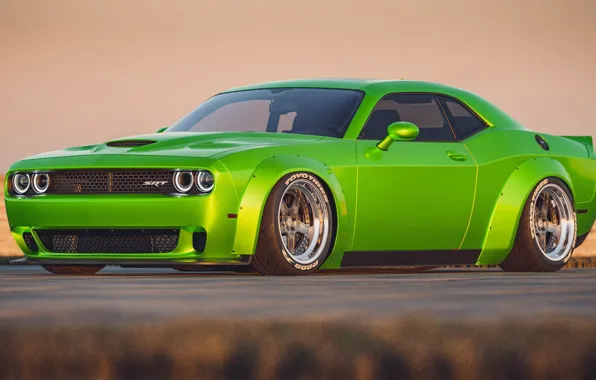 Auto, Green, Machine, Car, Dodge Challenger, SRT, Muscle, Transport & Vehicles