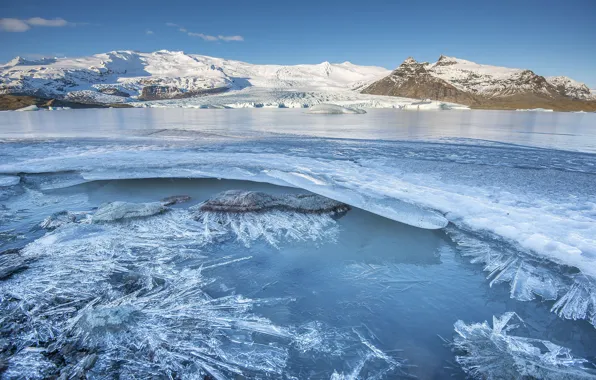 Winter, mountains, ice, Iceland, Iceland