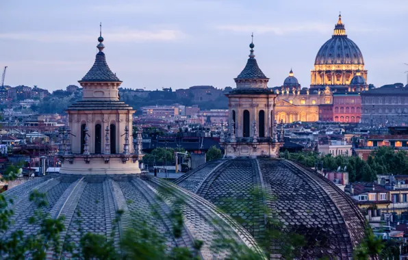 Rome, Italy, St. Peter's Cathedral, the view from the Pincio hill