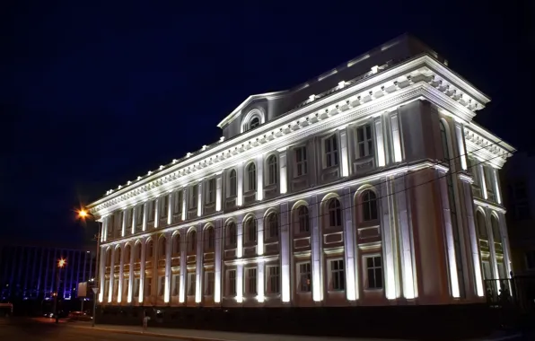 White, the building, the evening, center, July, Saransk, Mordovia, 2016