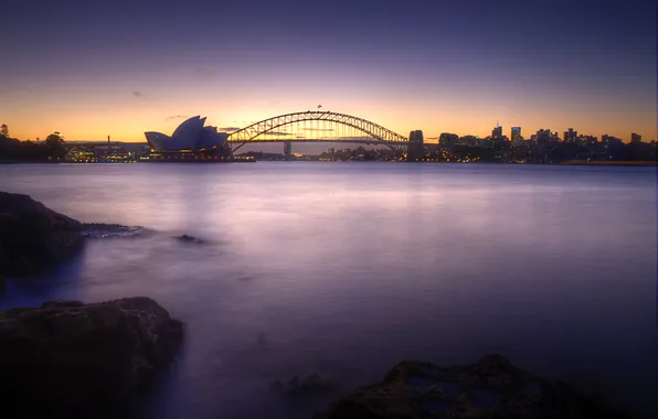 Sunset, Australia, Sydney, sunset, Australia, Sydney, Opera House, Habour Bridge