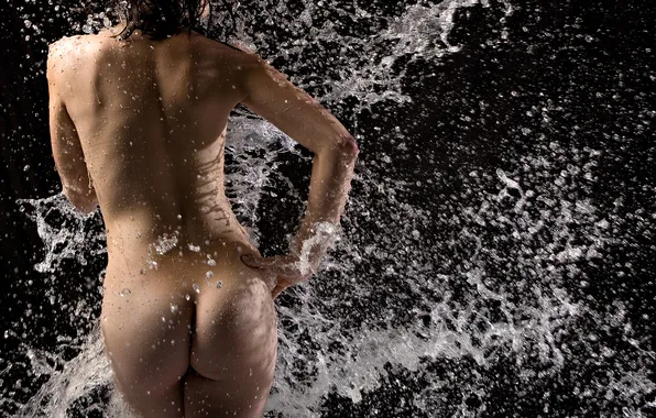 Ass, water, girl, squirt, back