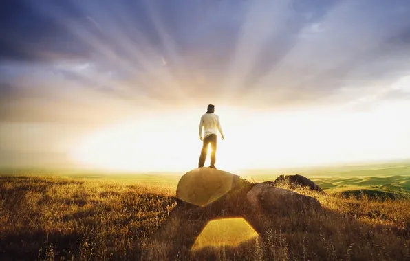 Picture the sun, nature, mood, guy