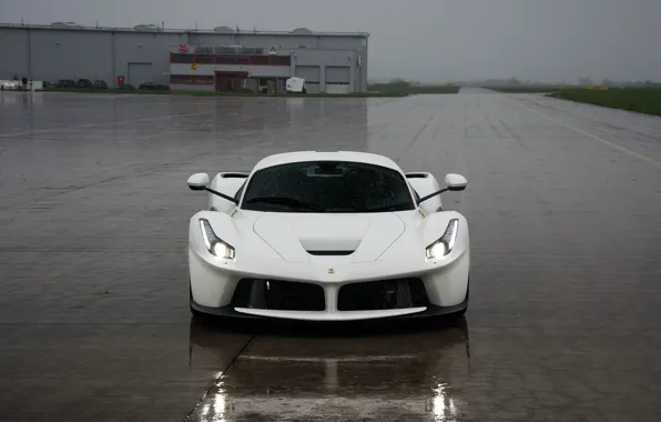 Picture Light, Ferrari, White, Rain, LaFerrari