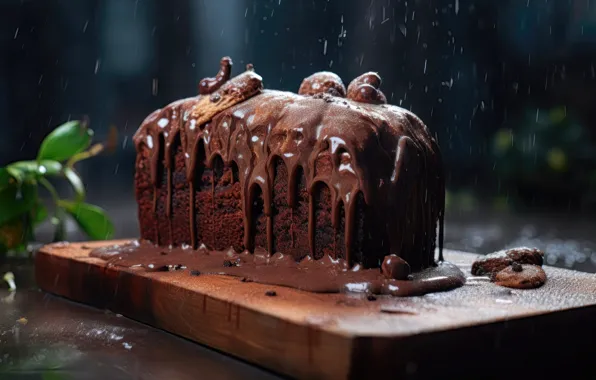 Food, art, stains, cake, cake, cream, dessert, piece
