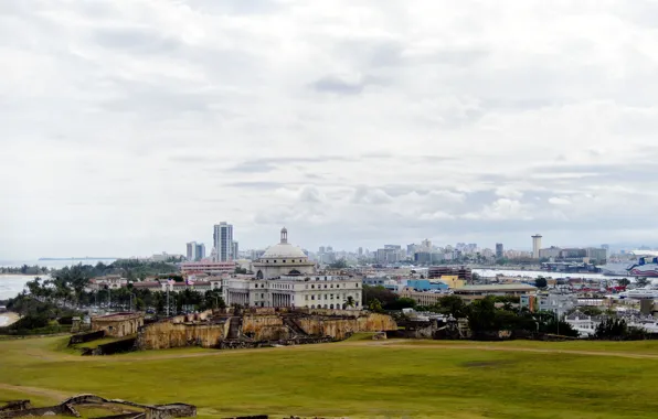 The sky, grass, city, the city, the building, cloud, USA, USA