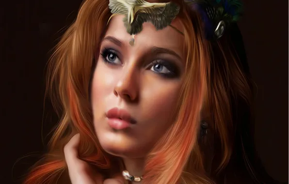 Eyes, look, girl, hair, hands, makeup, art, lips