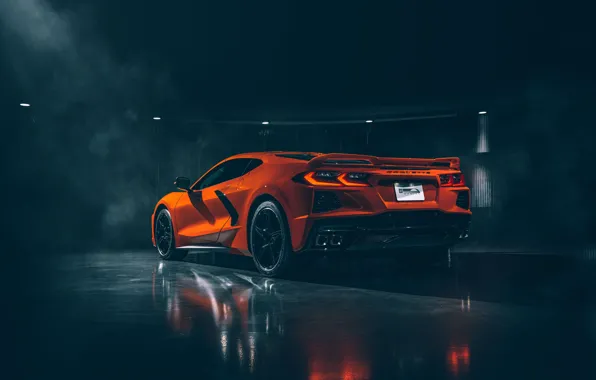 Corvette, Chevrolet, rear view, Stingray, 2020, C8