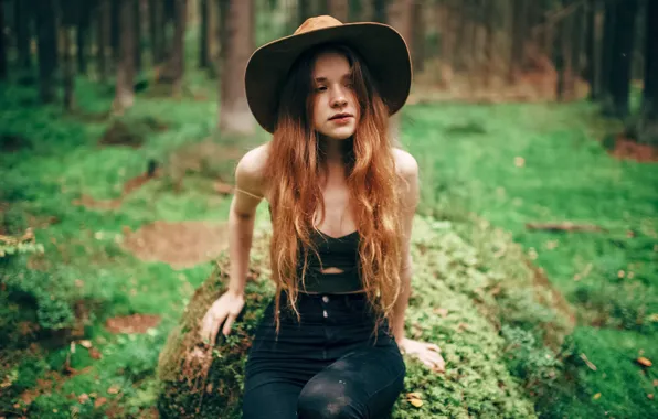 Picture Nature, Girl, Forest, Hair, Hat, Red, Marat Safin