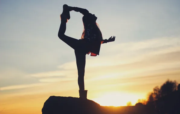 Girl, feet, stretching