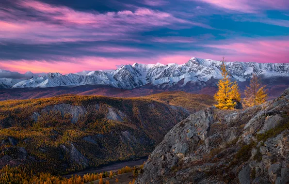 Autumn, mountains, Russia, Altay, The North-Chuyskiy ridge, Sergey Andreev, Yeshtykel tract