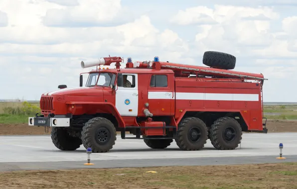Car, fire, Ural-4320