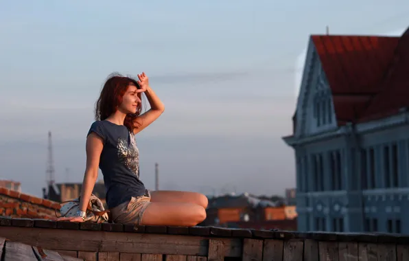 Roof, girl, model, photoshoot