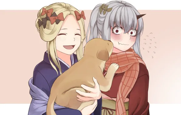 Picture girls, dog, anime, art, characters, Fate / Grand Order