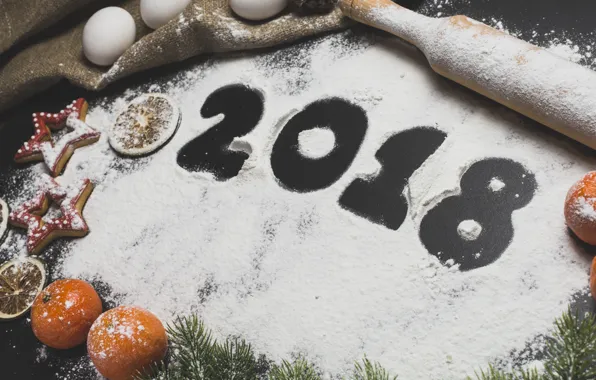 Holiday, new year, spruce, flour, Mandarin