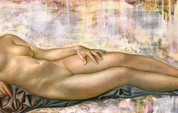 Picture chest, woman, blonde, Venus, Figurative painting, Normunds Braslins