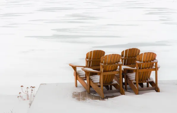 Winter, snow, chairs