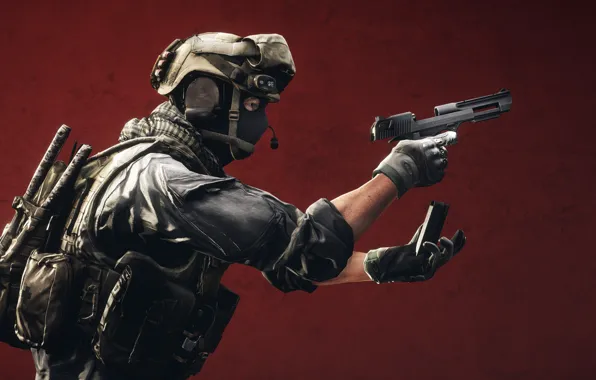 Gun, background, soldiers, equipment, clip, Battlefield 4