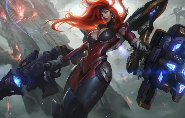 Picture weapons, the game, fantasy, art, Chengwei Pan, Art for League of Legends, Gun Goddess Miss …