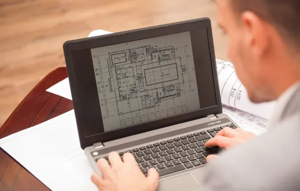 Notebook, computer, man